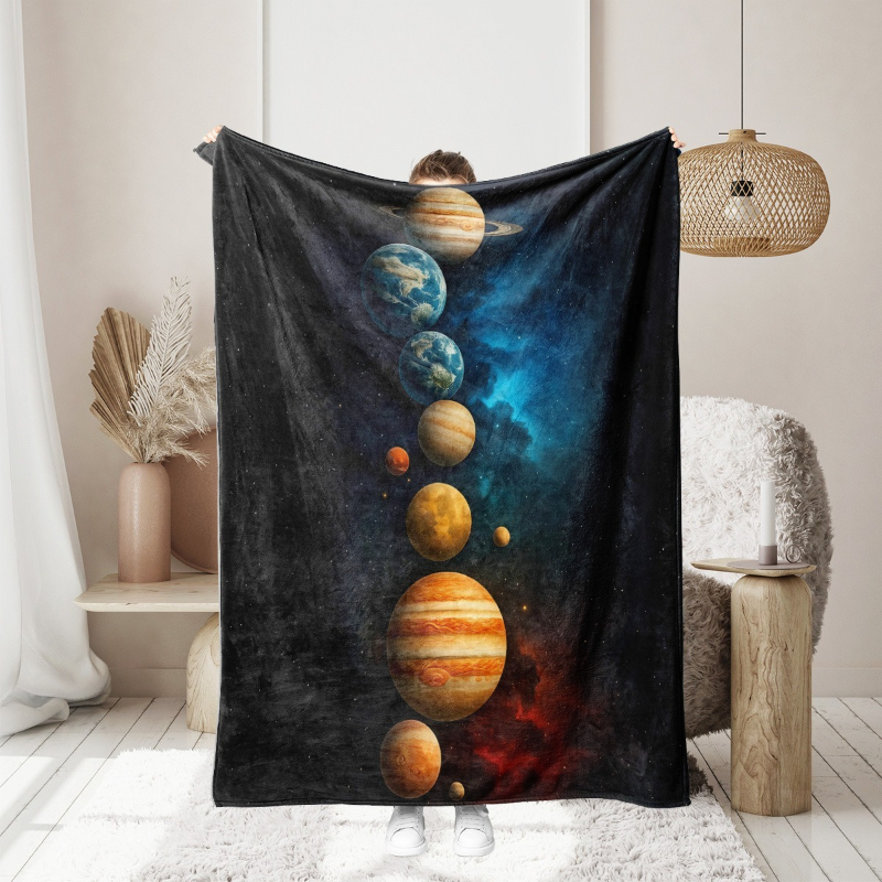 Galaxy Home Textiles - Galaxy Planets Pattern Flannel printed blanket