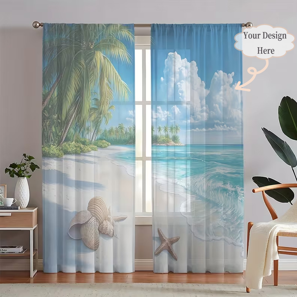 Custom 2D Flat 2pcs Sheer Curt - Home Textiles Usa ulasan dan harga