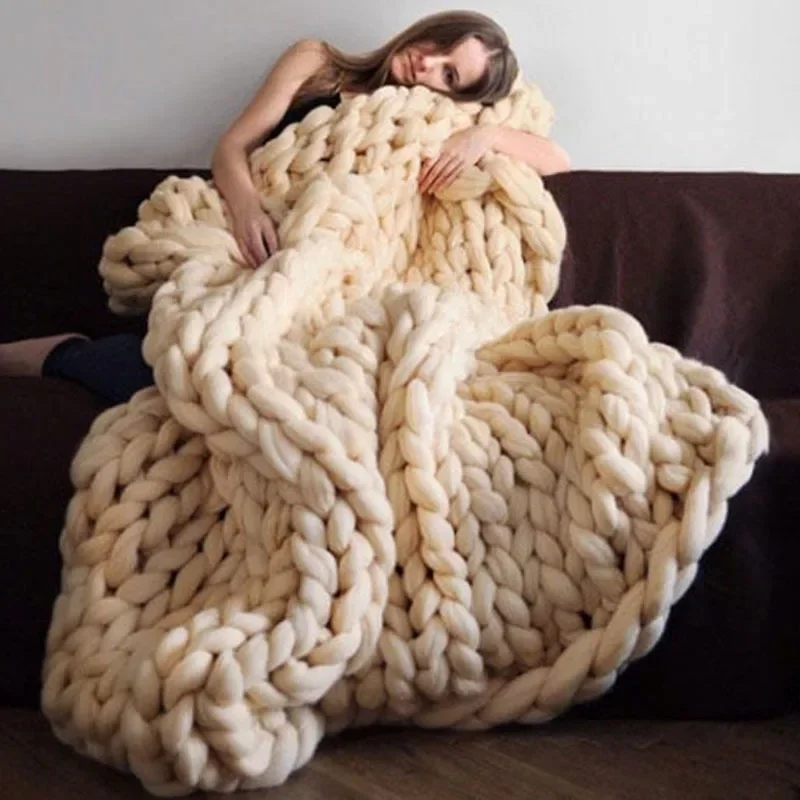 hot Handmade Chunky Knitted Bl - Throw Blanket Chunky Knit ulasan dan harga