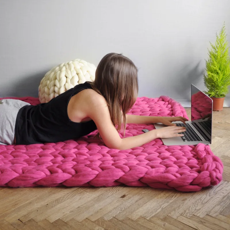 hot Handmade Chunky Knitted Bl - Throw Blanket Chunky Knit ulasan dan harga