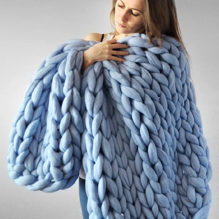 Chunky home Handmade Thick dar - Throw Blanket Chunky Knit ulasan dan harga