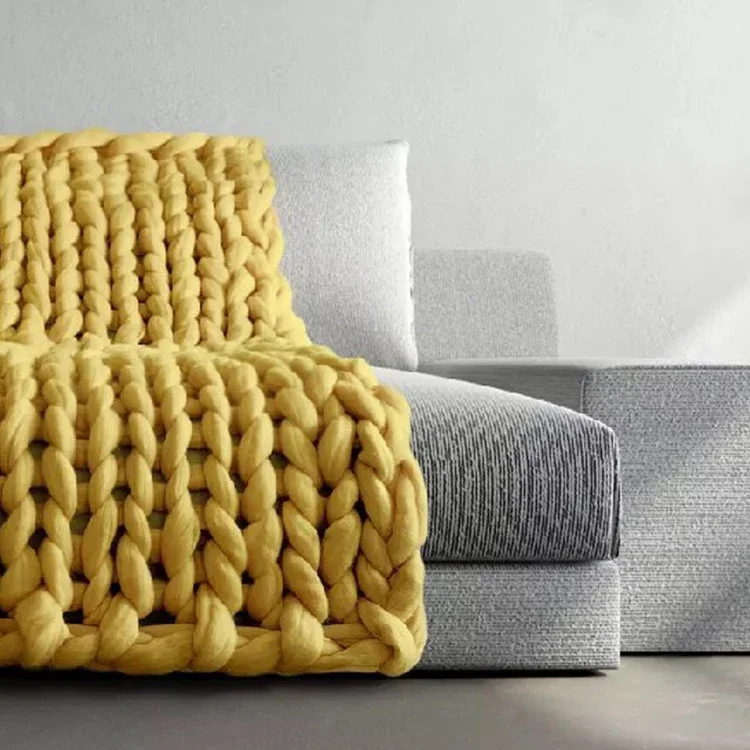 Chunky home Handmade Thick dar - Throw Blanket Chunky Knit ulasan dan harga