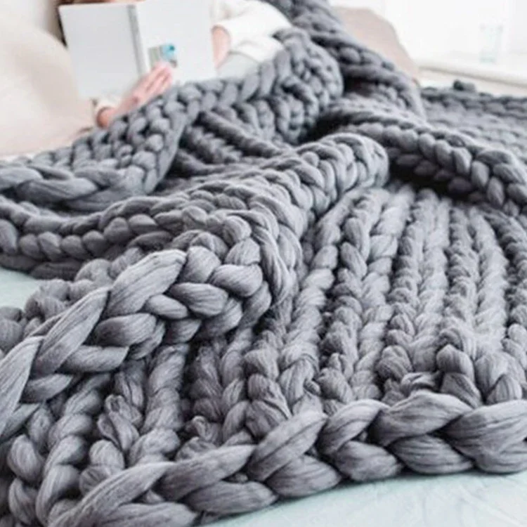 Chunky home Handmade Thick dar - Throw Blanket Chunky Knit ulasan dan harga