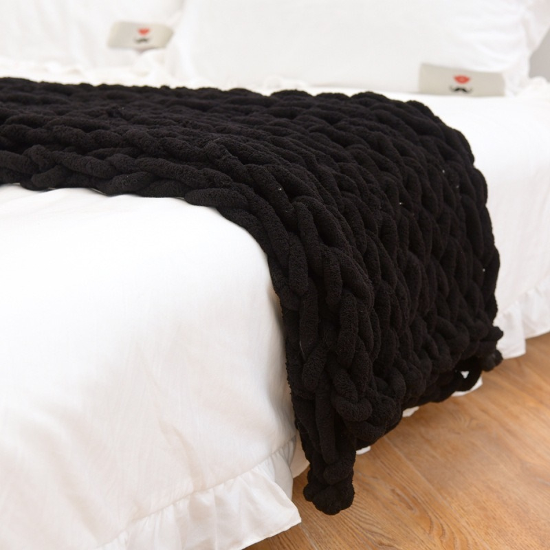 Hand Chunky Knit Throw Blanket - Throw Blanket Chunky Knit ulasan dan harga