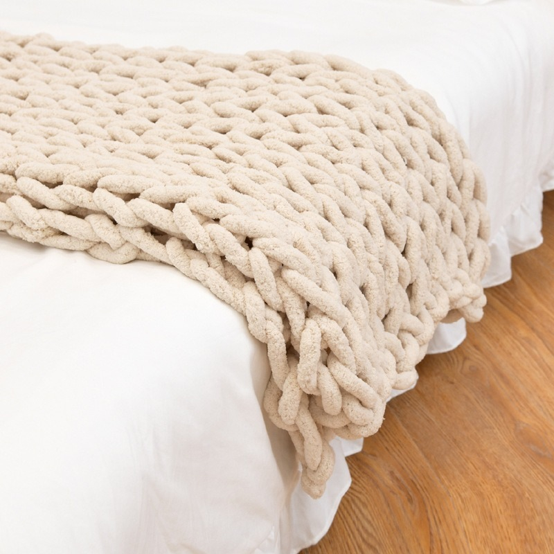 Hand Chunky Knit Throw Blanket - Throw Blanket Chunky Knit ulasan dan harga
