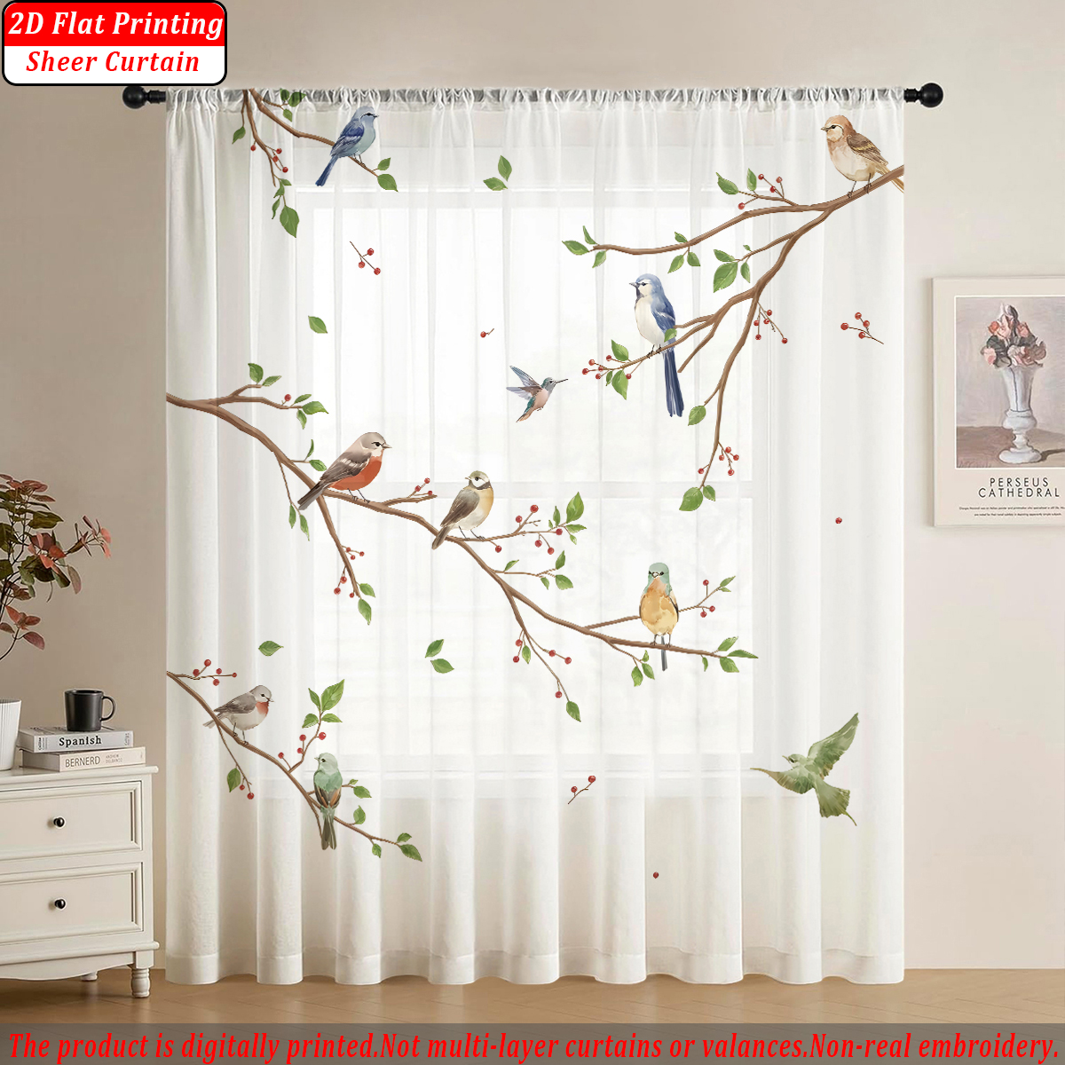 Branches Flying Birds Flat Pri - Home Textiles France ulasan dan harga