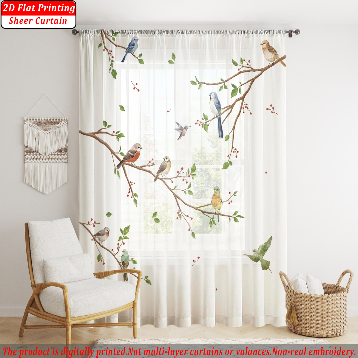 Branches Flying Birds Flat Pri - Home Textiles France ulasan dan harga