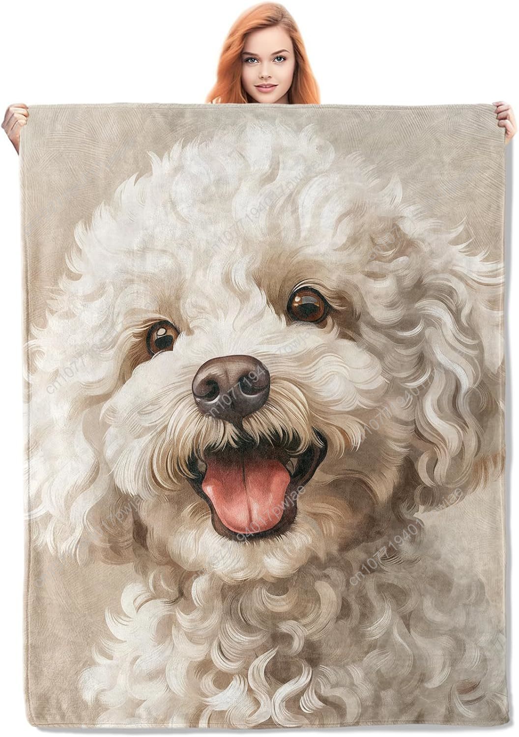 Joyful Poodle Portrait Blanket - Home Textiles Usa ulasan dan harga