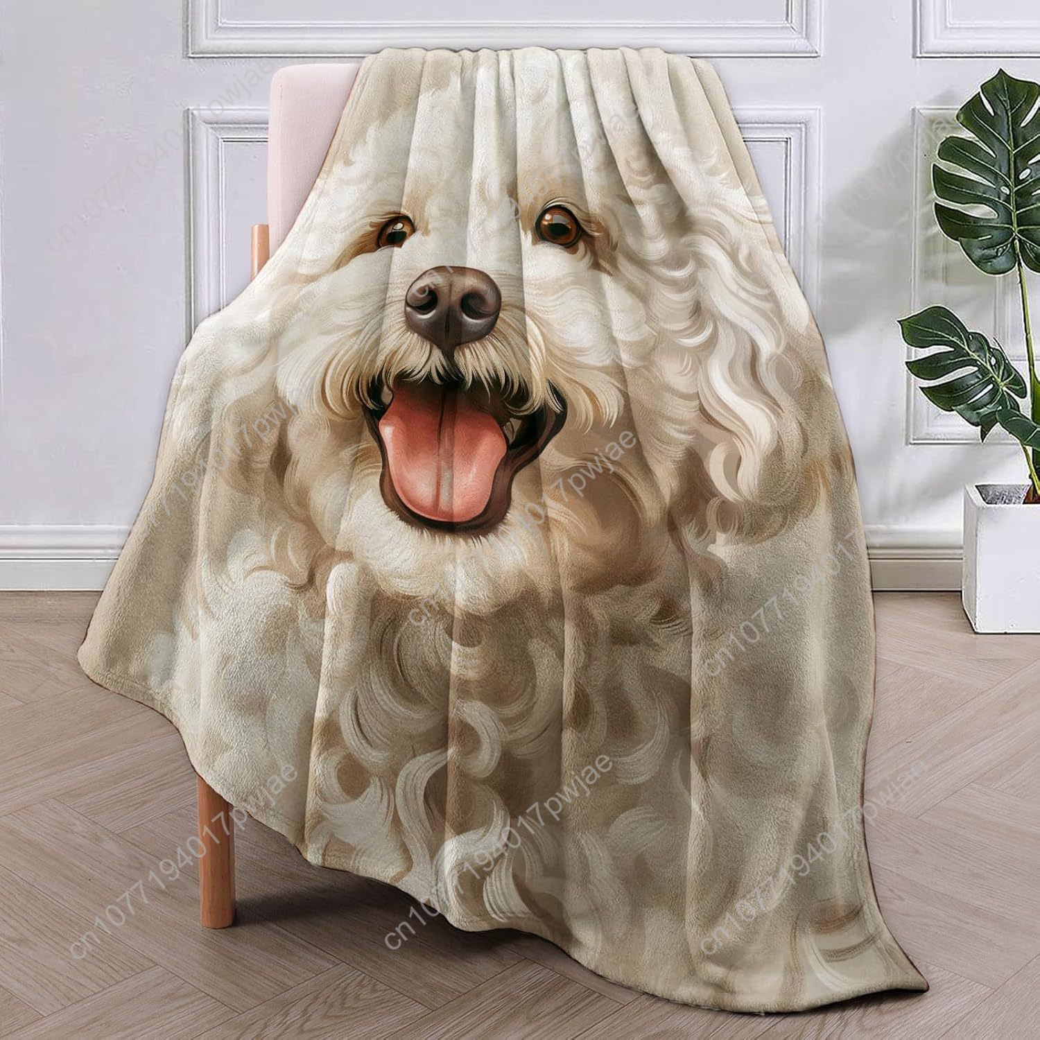 Joyful Poodle Portrait Blanket - Home Textiles Usa ulasan dan harga