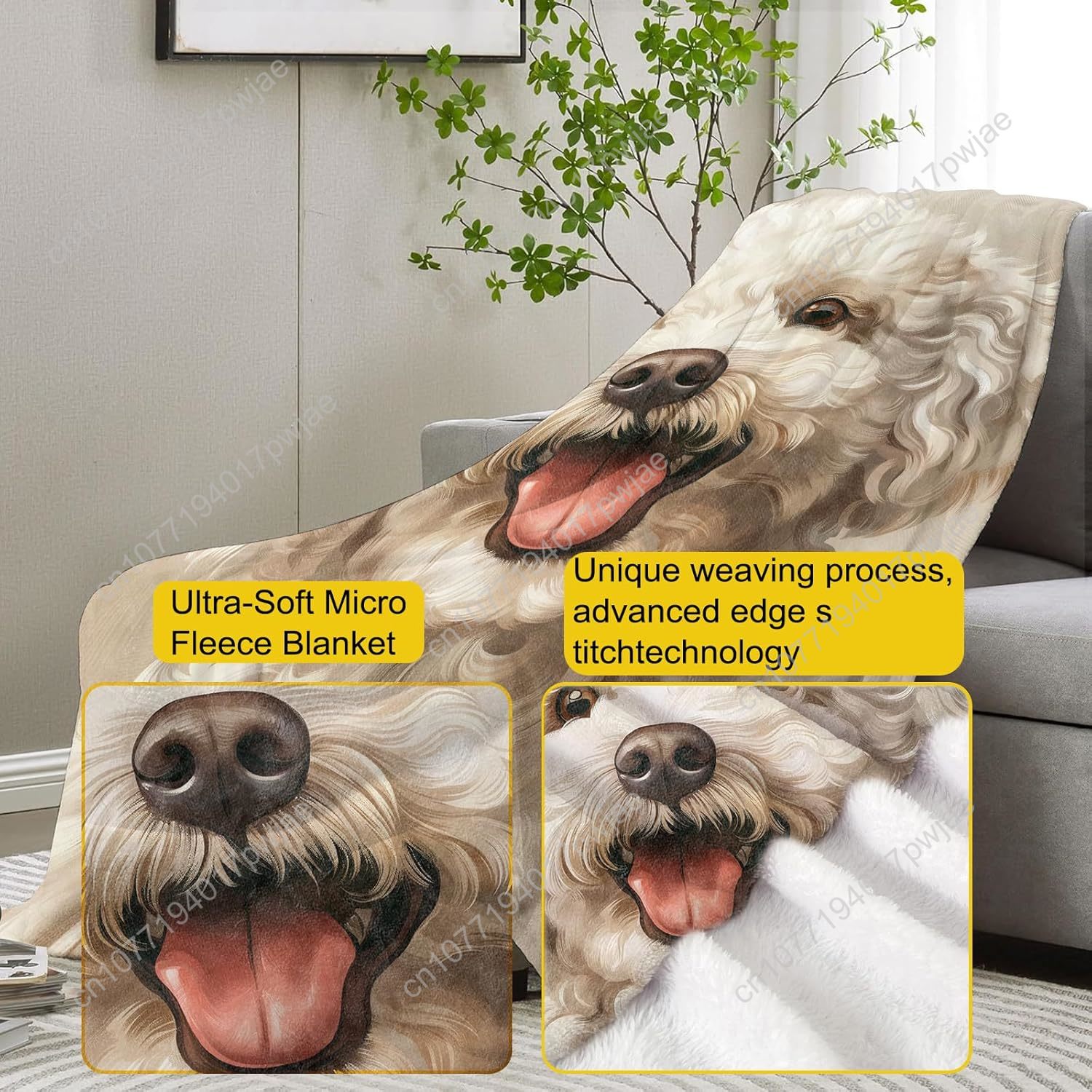 Joyful Poodle Portrait Blanket - Home Textiles Usa ulasan dan harga