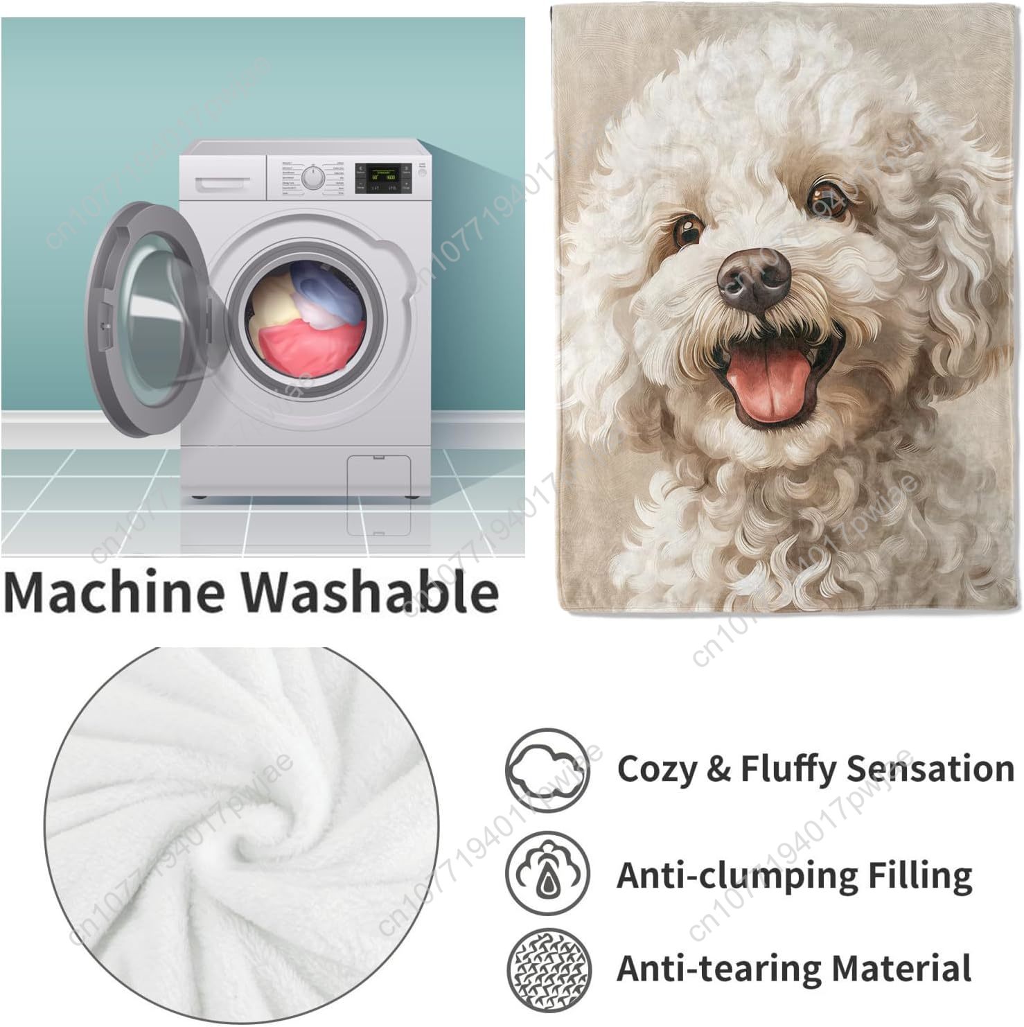 Joyful Poodle Portrait Blanket - Home Textiles Usa ulasan dan harga