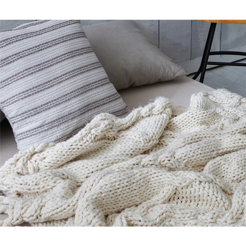 Thick Blanket Chunky Hand-wove - Throw Blanket Chunky Knit ulasan dan harga