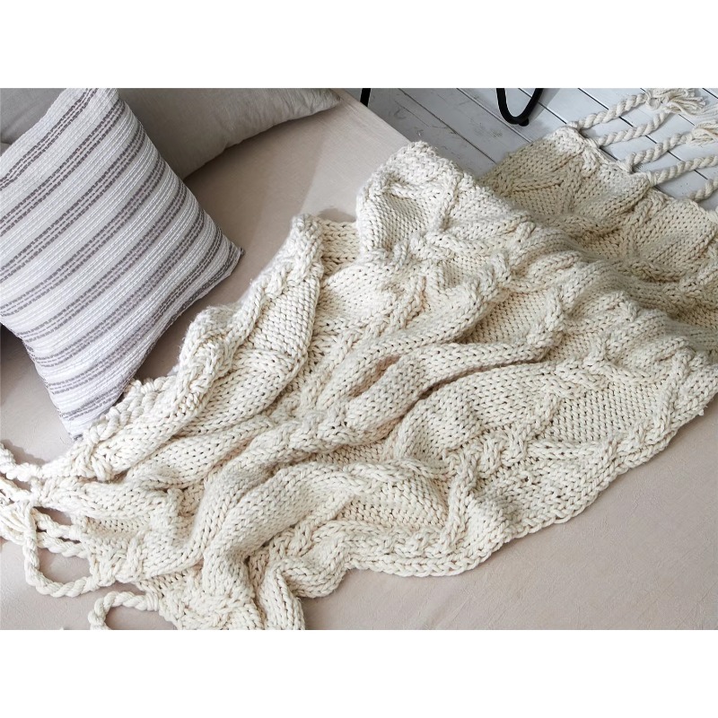 Thick Blanket Chunky Hand-wove - Throw Blanket Chunky Knit ulasan dan harga