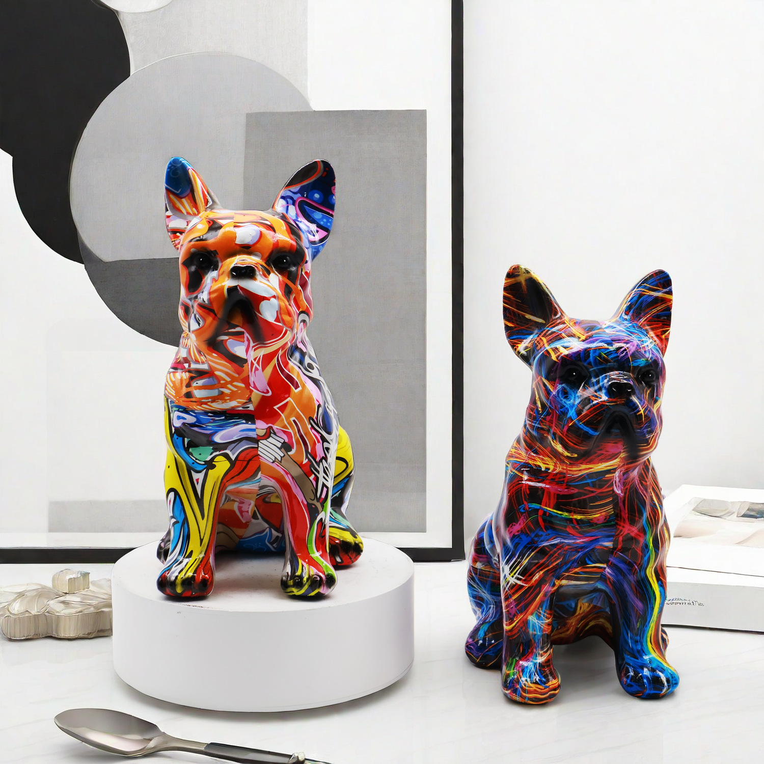 Colorful Painting French Bulld - Home Textiles France ulasan dan harga
